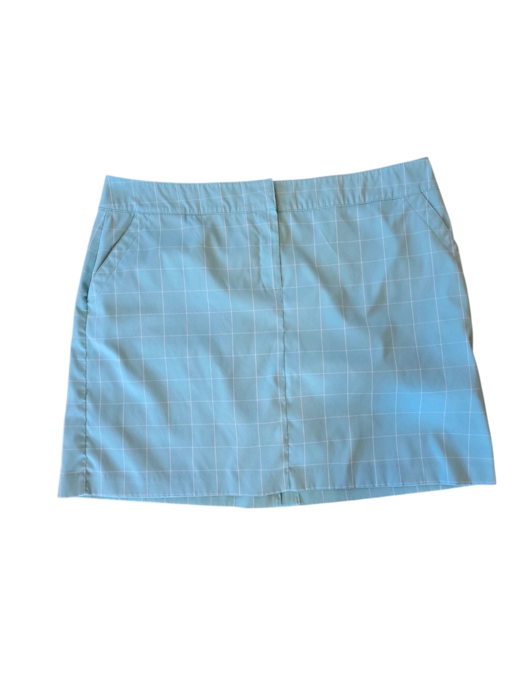 Izod Golf Light Blue Windowpane Skirt Shorts 16